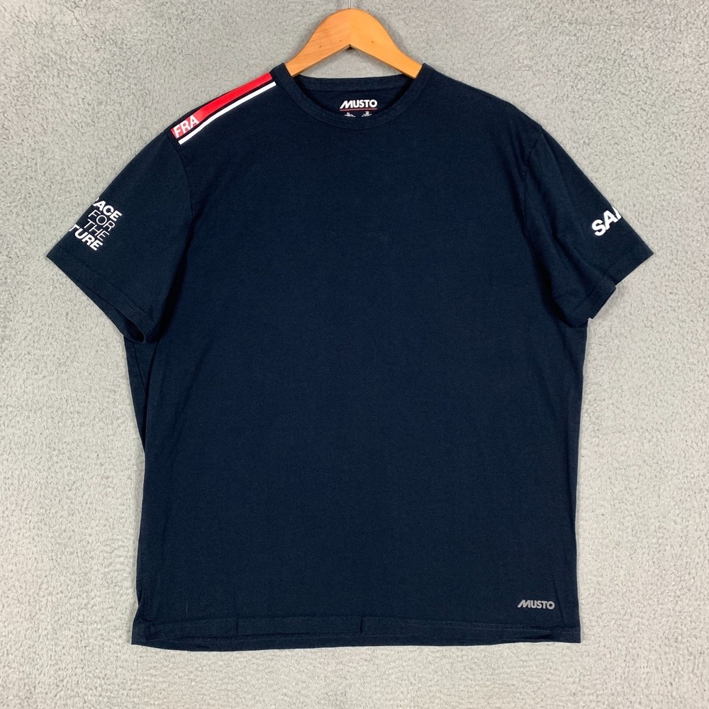 Musto Essential T-Shirt Men's‎ XXL 2XL Navy Organic Cotton Short Sleeve Graphic